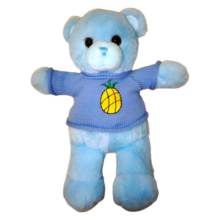 Ursulet de Plus cu Pulover Tricotat cu Imprimeu Ananas, Albastru, 27cm