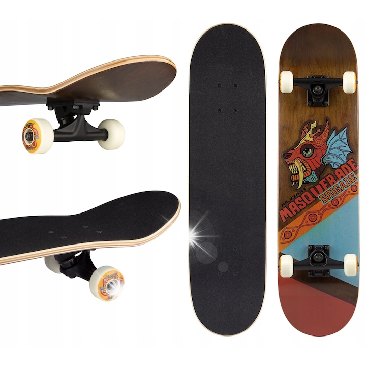 Deskorola clasica Masquerade Brigade, 7 straturi lemn artar, 79x20cm, neagra, max 100kg