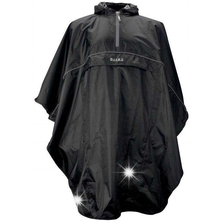 Ralka esőponcsó, unisex, 100% poliészter, fekete, mérete 105x97cm