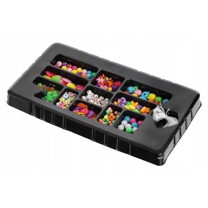 Set de artizanat pentru bratari, margele colorate, organizator, 30x20cm