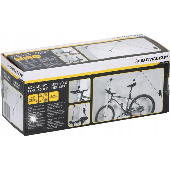 Kerékpártartó, Dunlop, 4m maximális magasság, 20kg kapacitás, mennyezeti rögzítés