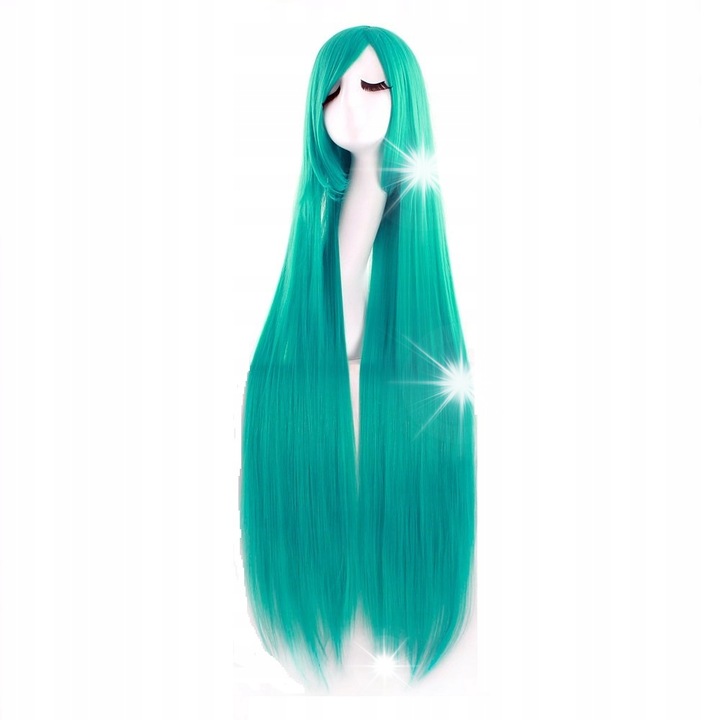 Peruca dama, Korbi, 100cm, albastru marin, sintetice, ajustabila