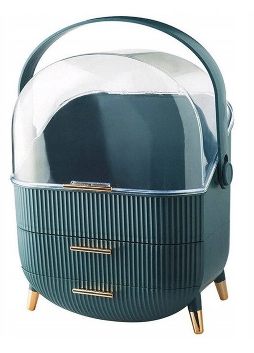 Organizator cosmetic, Korbi, 2 sertare, acril, verde, 25x37x18,5cm