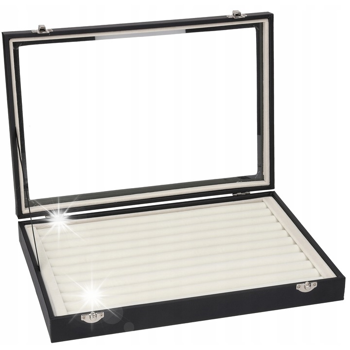 Cutie bijuterii Korbi, organizator cu 10 compartimente, sticla, 35x24x5cm