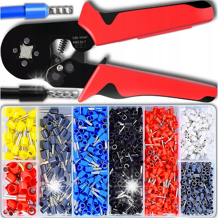 Krimpelő fogó 1200 érvéghüvellyel, 0,5 - 10 mm, fekete, narancssárga, méret 17x7x2 cm