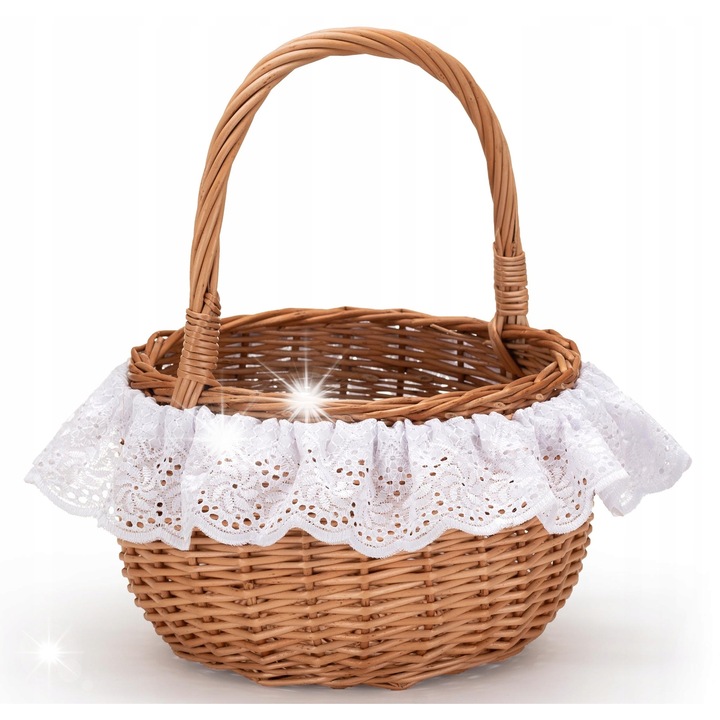 Cos din rachita alb, cu captuseala din bumbac, 21x20x11cm, utilizare universala