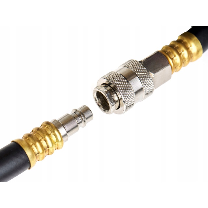 Furtun pneumatic cu conectori rapizi Vorfal, 10m, 6mm x 13mm, rezistent la ulei, flexibil