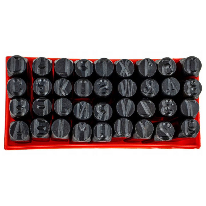 Set numeratoare litere si cifre Vorfal, 36 elemente, 10 mm, etui plastic