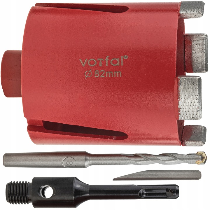 Set burghie diamantate Vorfal, 82mm, M16, 4 segmente, pentru beton si zidarie