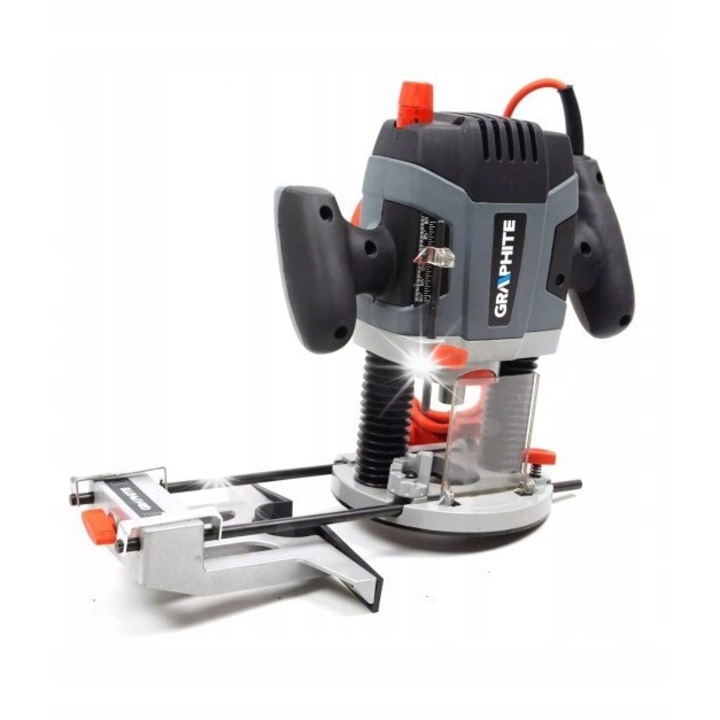 Фреза, Graphite 1300W, регулируема дълбочина, променлива скорост, 6-12мм, пълен комплект