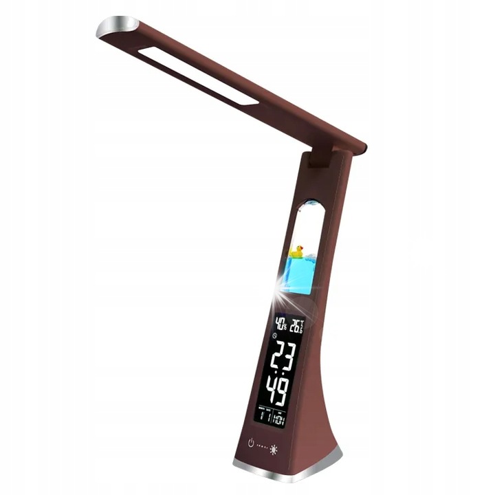 Lampa LED pliabila cu ecran, ELECTRONICA 4U, 3 niveluri de luminozitate, culoare brown, dimensiuni 30,5x7,5x9,5cm, set cu cablu de alimentare