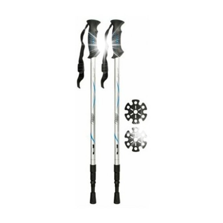 Bete trekking, Abbey, cu amortizare, 63x135cm, gri/silver, set 2 bucati