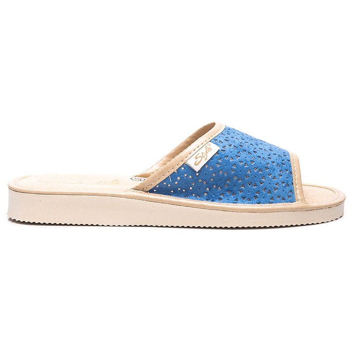 Papuci de dama Natural Style NS-116 Albastru-Bej, Bej/Albastru, 39