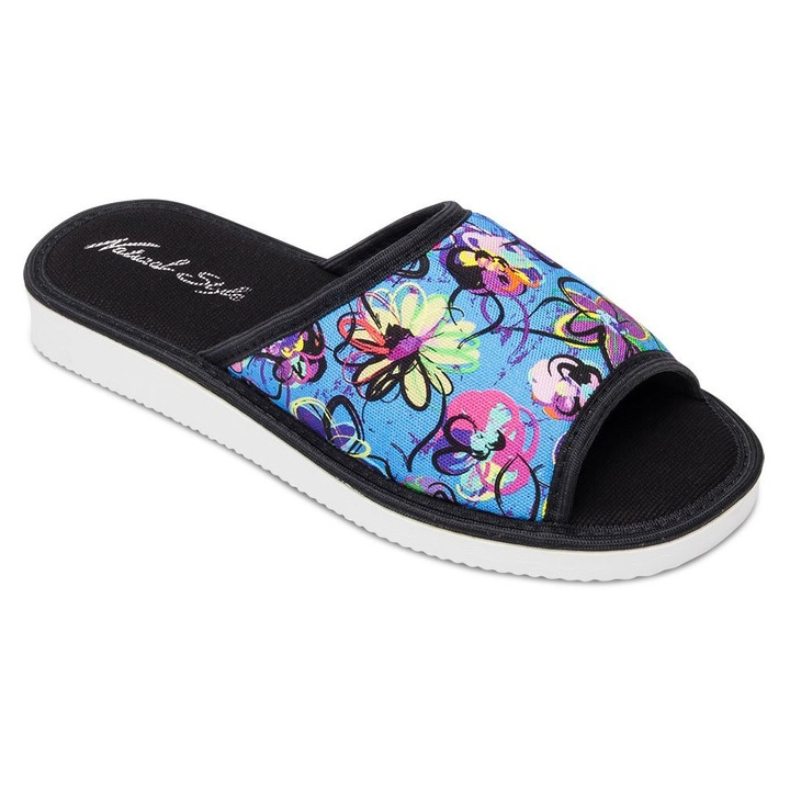 Papuci de dama Natural Style NS-033 Negru-Albastru, Negru/Albastru, 38