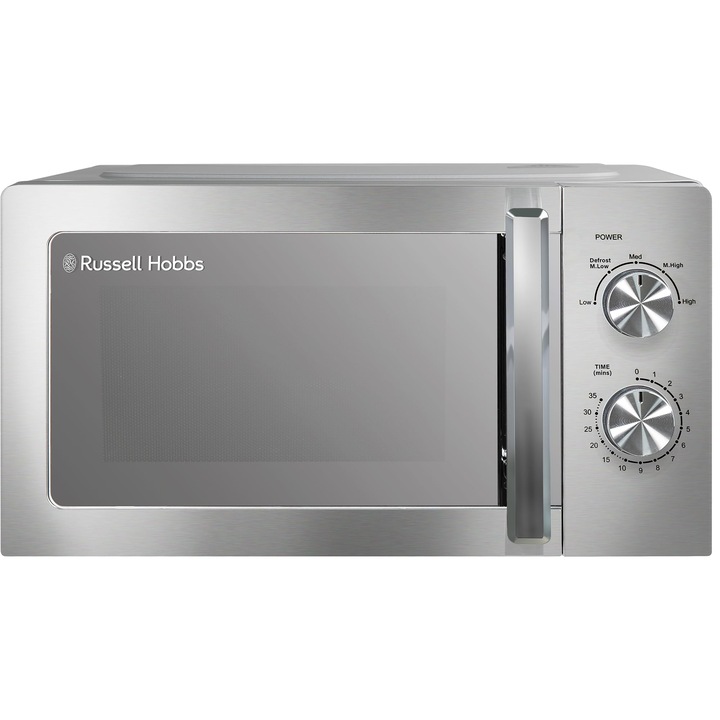 Cuptor cu microunde Russell Hobbs, RHMM827SS inox, 20 litri, 800W, 5 nivele de putere, dezghetare, temporizator 35 minute