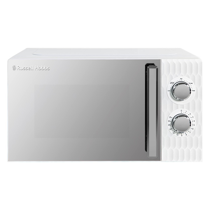 Cuptor cu microunde Russell Hobbs Honeycomb RHMM715 Solo, 17 litri, 700W, alb, cu 5 trepte de putere, cronometru integrat si functie de dezghetare