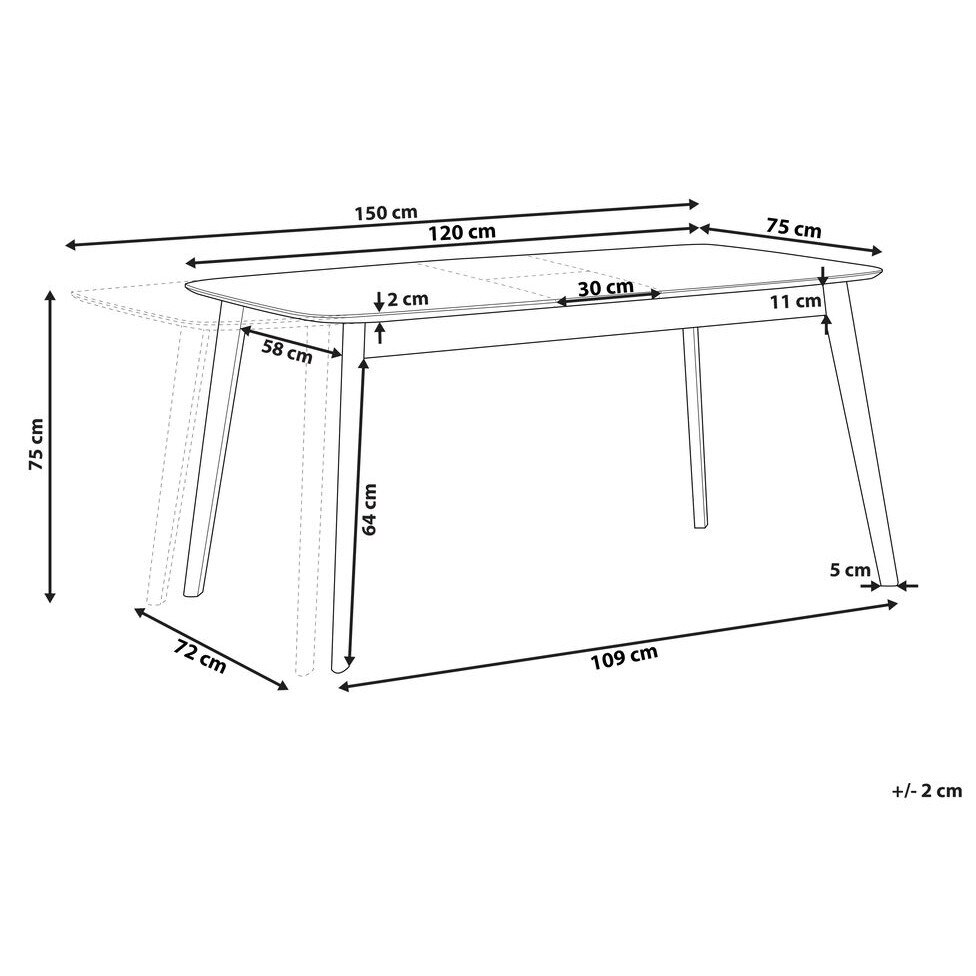 Masa de dining extensibila Madox Nuc inchis 120/150 cm 75 cm - eMAG.ro