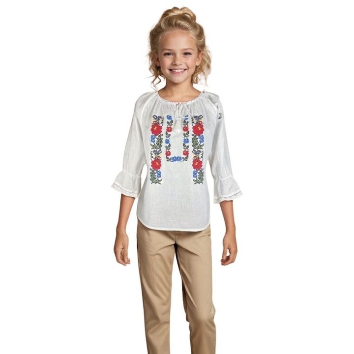 Bluza fete CPF alb/rosu, 6 ani 110 cm
