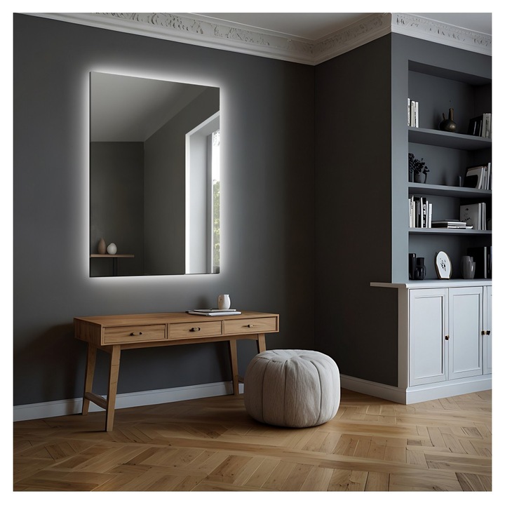 Oglinda dreptunghiulara pentru baie cu iluminare - Agis Led, Alfaram, 50x120cm