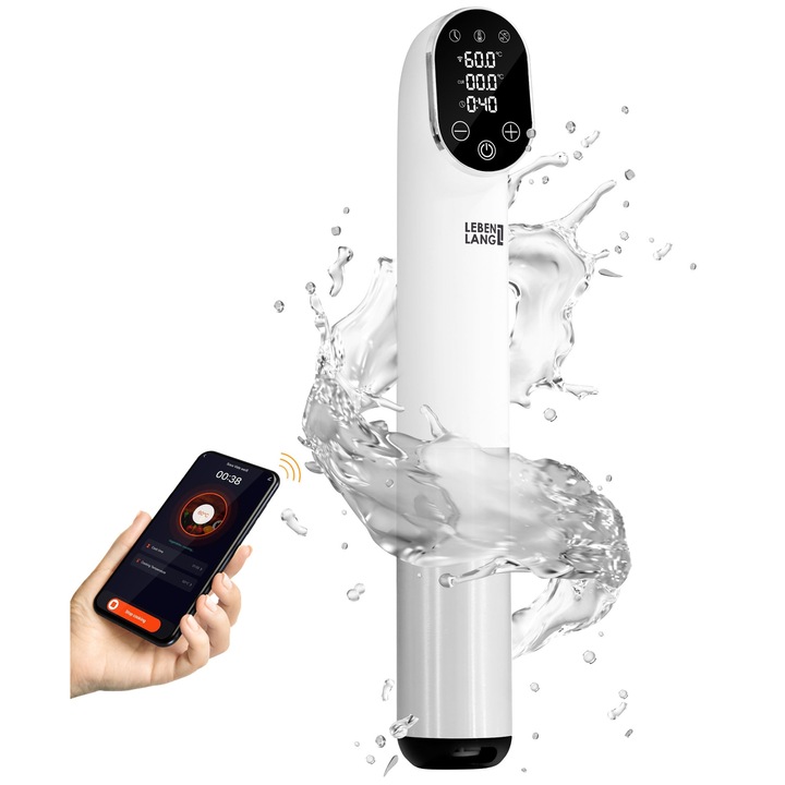 Aparat de gătit Sous Vide LEBENLANG 1200W, oțel inoxidabil, control prin aplicație, cu stick