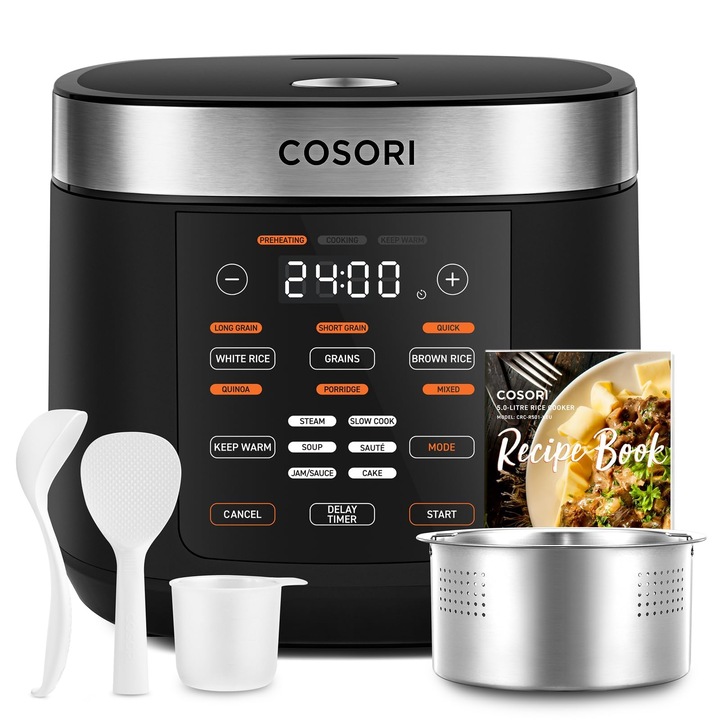 Aparat de gătit orez Cosori, multicooker 5L, 17 programe, negru