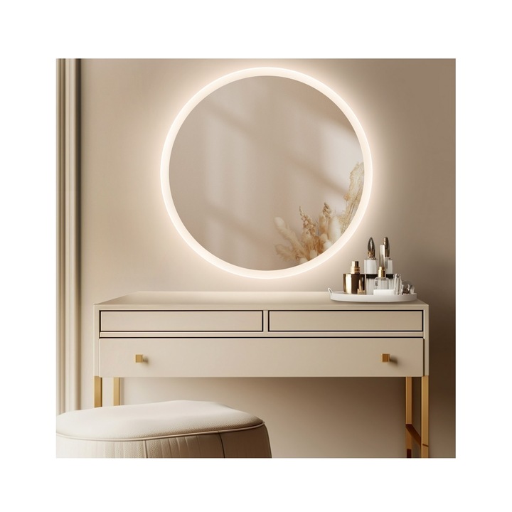 Oglinda de baie rotunda cu iluminare CAPELLA LED, Alfaram, 60cm