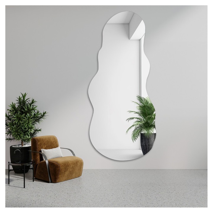 Dekoratív tükör, Alfaram, organikus, 70x158cm, 4mm, függeszthető