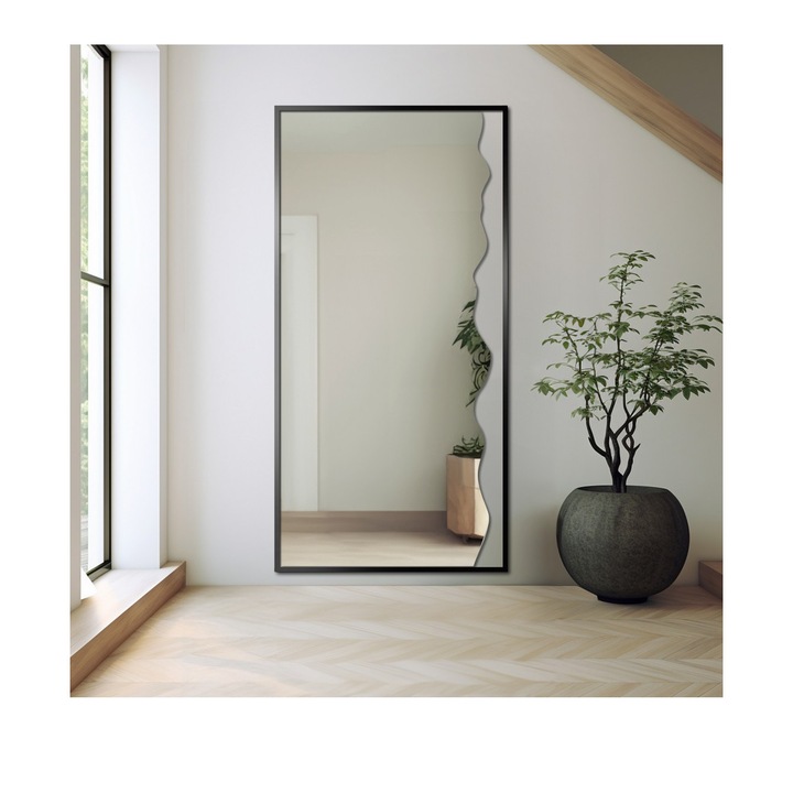 Oglinda decorativa cu rama neagra din MDF - WIENA, Alfaram, 100x200cm