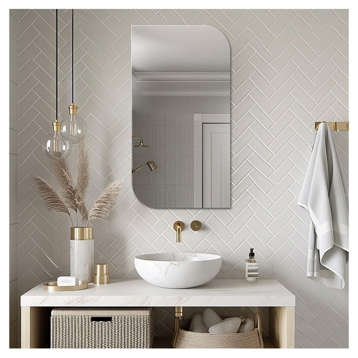 Dekoratív tükör, Alfaram, szabálytalan, 70x140cm, 4mm, függesztett rögzítés