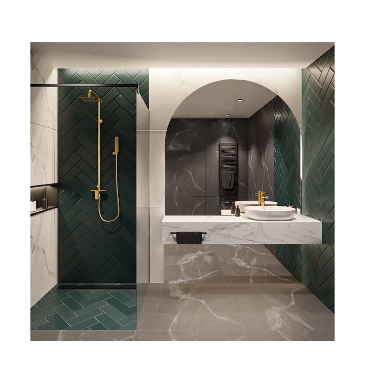 Oglinda semi-ovala pentru baie, din doua parti – FRANK, Alfaram 60x150cm