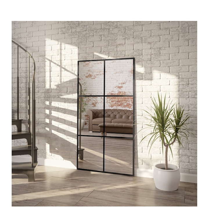 Dekoratív tükör, Alfaram, 80x180cm, üveg, tömörfa keret, függeszthető