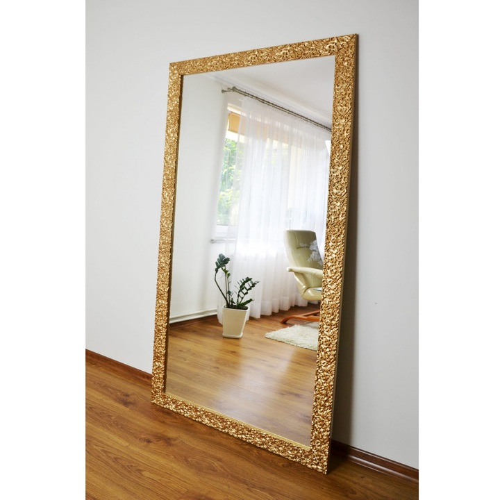 Dekoratív tükör, Alfaram, 80x180cm, üveg, tömörfa keret