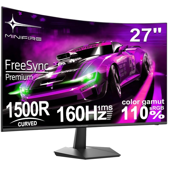 Monitor de Gaming Curbat MiniFire, 27 inch, 160Hz, FHD 1920x1080, Panou VA 1500R, negru