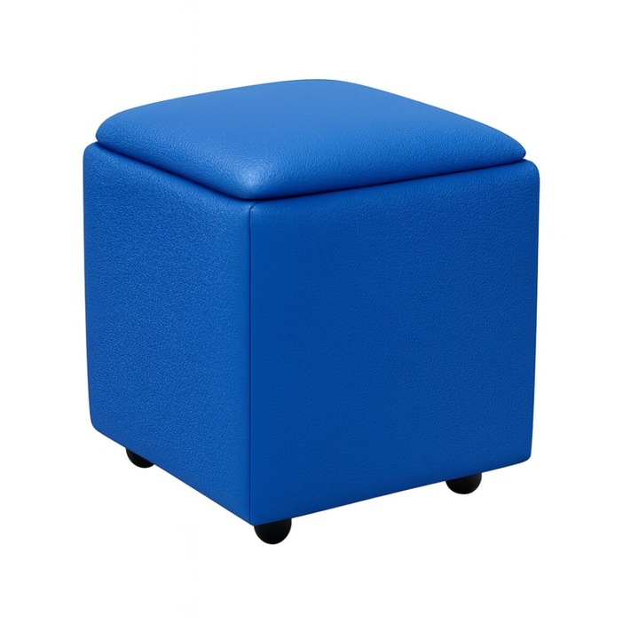 Taburet multifunctional 5 in 1 din PU si latex – albastru