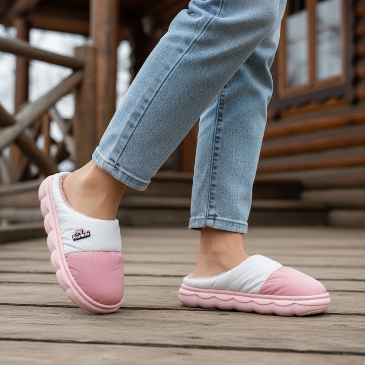 Пухкави домашни чехли L666roz 122195, Розово, 36-37