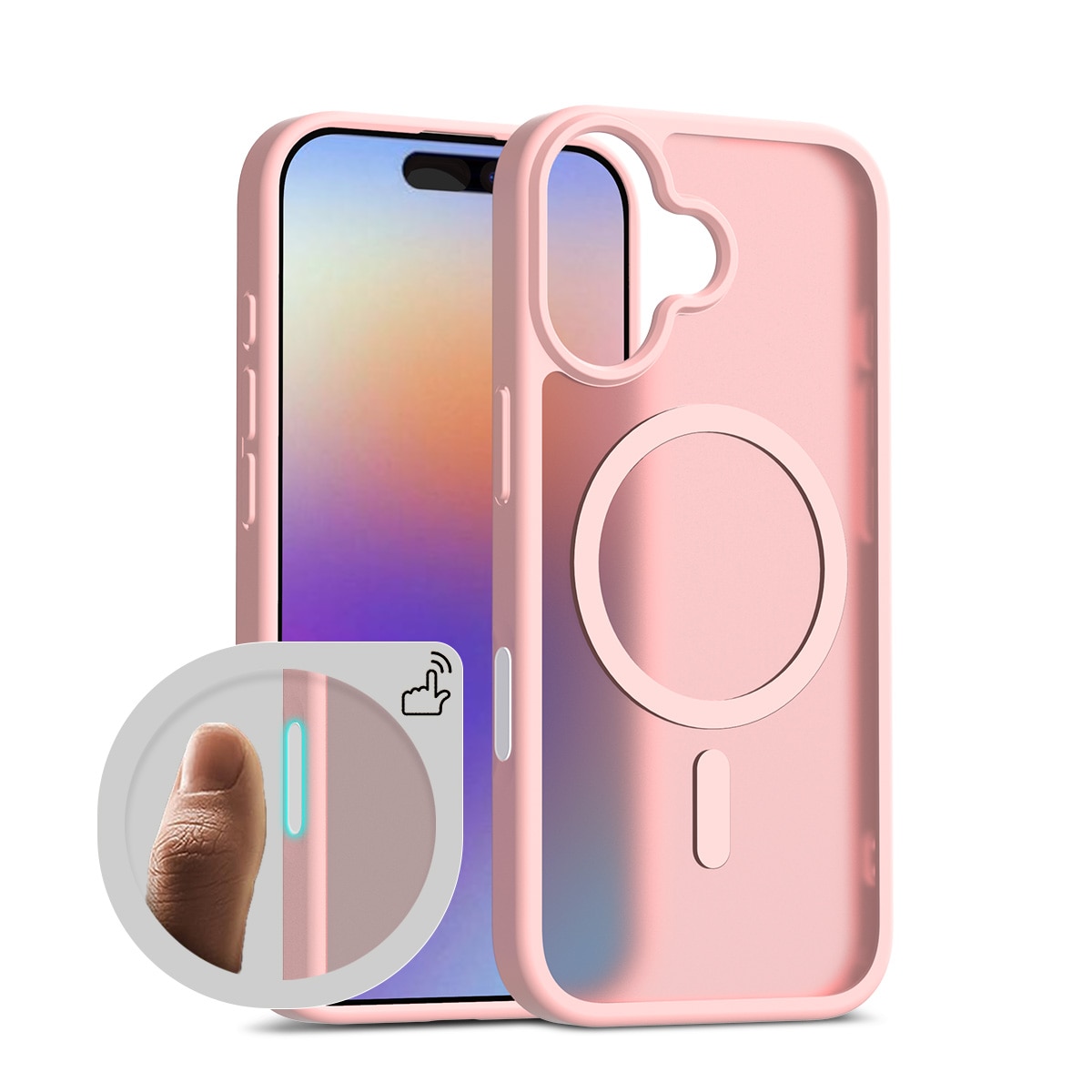 Husa de protectie pentru iPhone 17, Omelivon, MagSafe, Incarcare Wireless, Antisoc, Margini Ridicate pentru Protectia Ecranului si a Camerelor, Roz