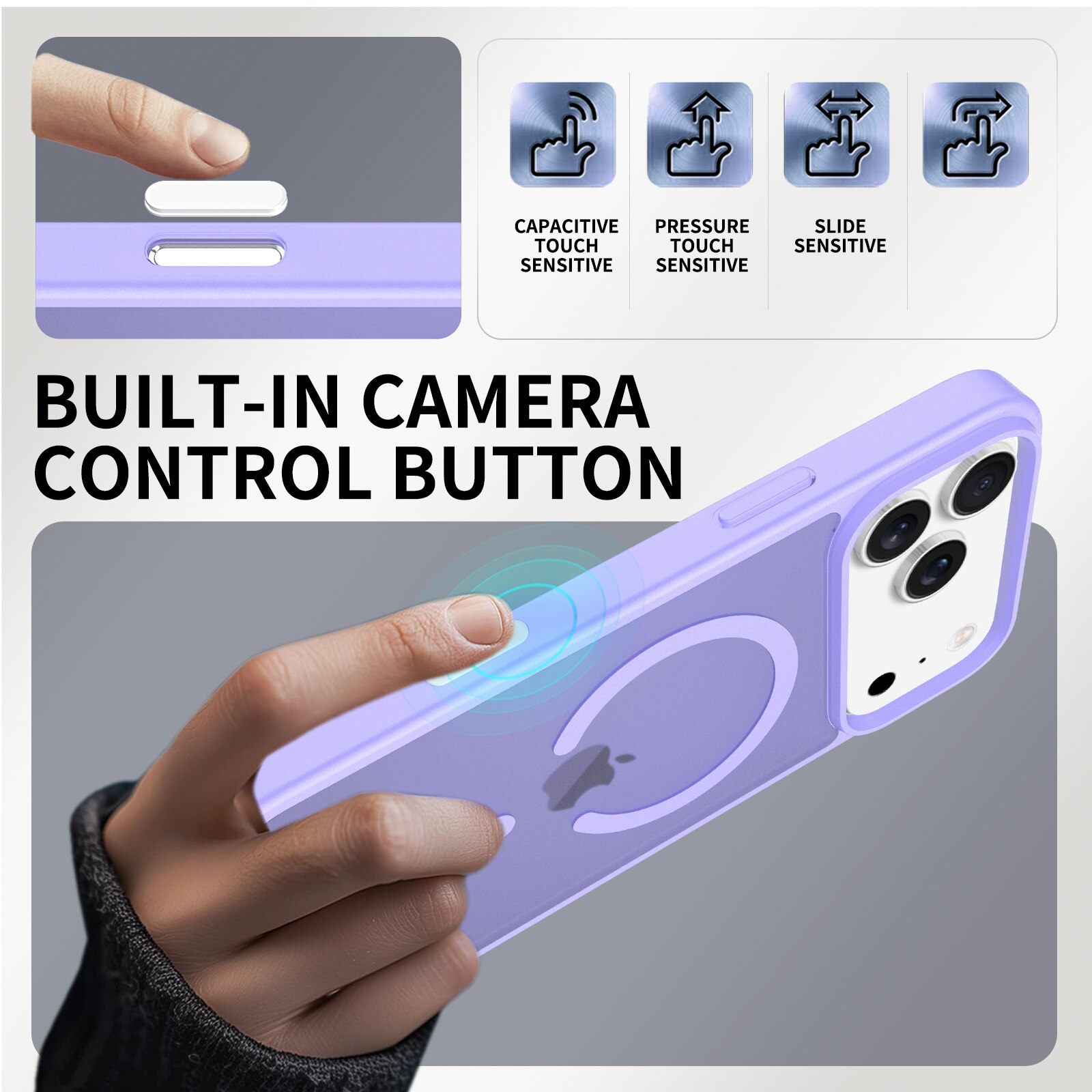 Husa de protectie pentru iPhone 17 Pro Max, Omelivon, MagSafe, Incarcare Wireless, Antisoc, Margini Ridicate pentru Protectia Ecranului si a Camerelor, Violet deschis