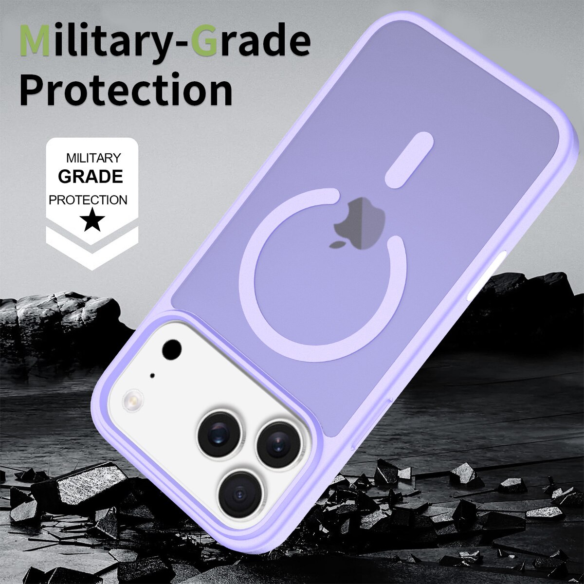 Husa de protectie pentru iPhone 17 Pro Max, Omelivon, MagSafe, Incarcare Wireless, Antisoc, Margini Ridicate pentru Protectia Ecranului si a Camerelor, Violet deschis