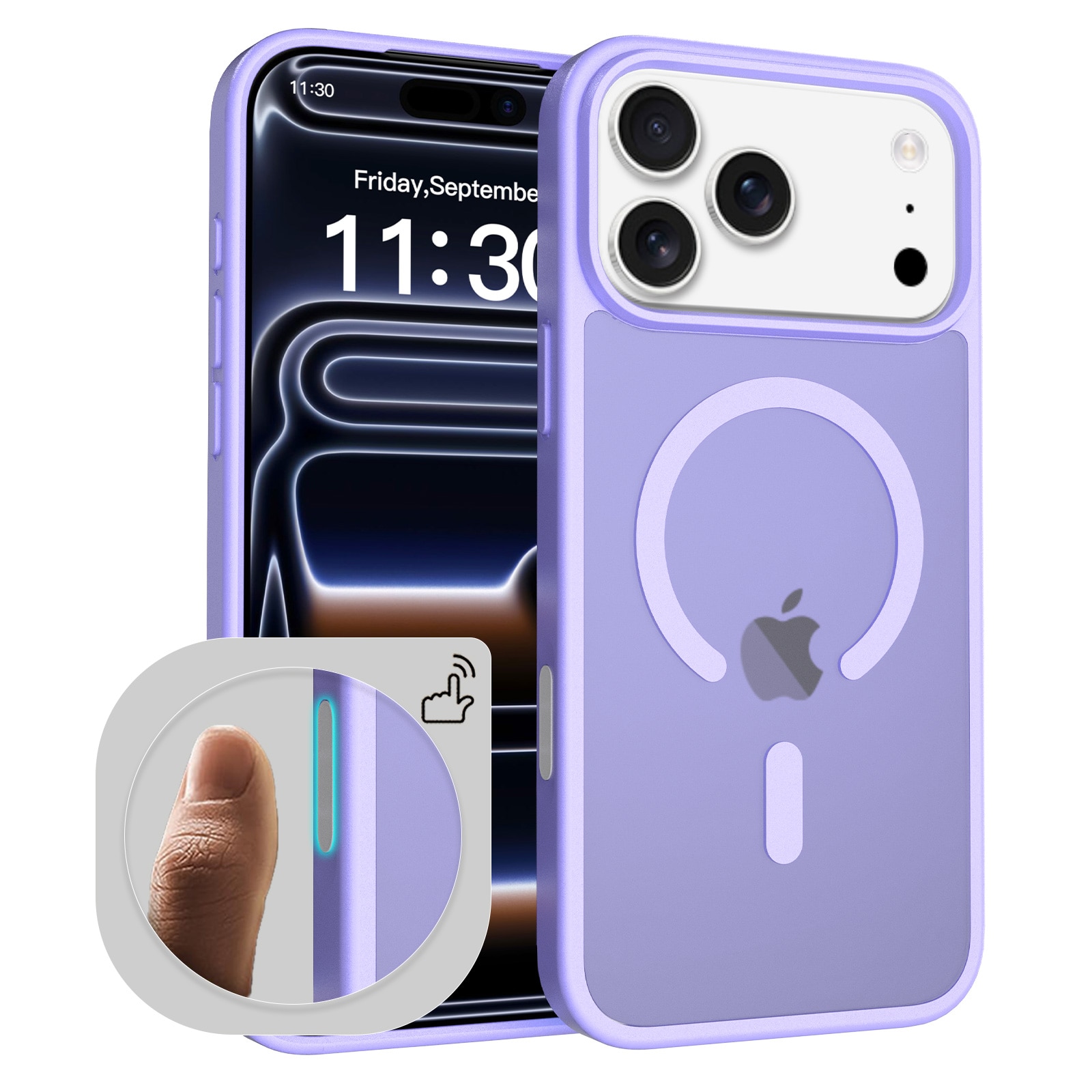 Husa de protectie pentru iPhone 17 Pro Max, Omelivon, MagSafe, Incarcare Wireless, Antisoc, Margini Ridicate pentru Protectia Ecranului si a Camerelor, Violet deschis