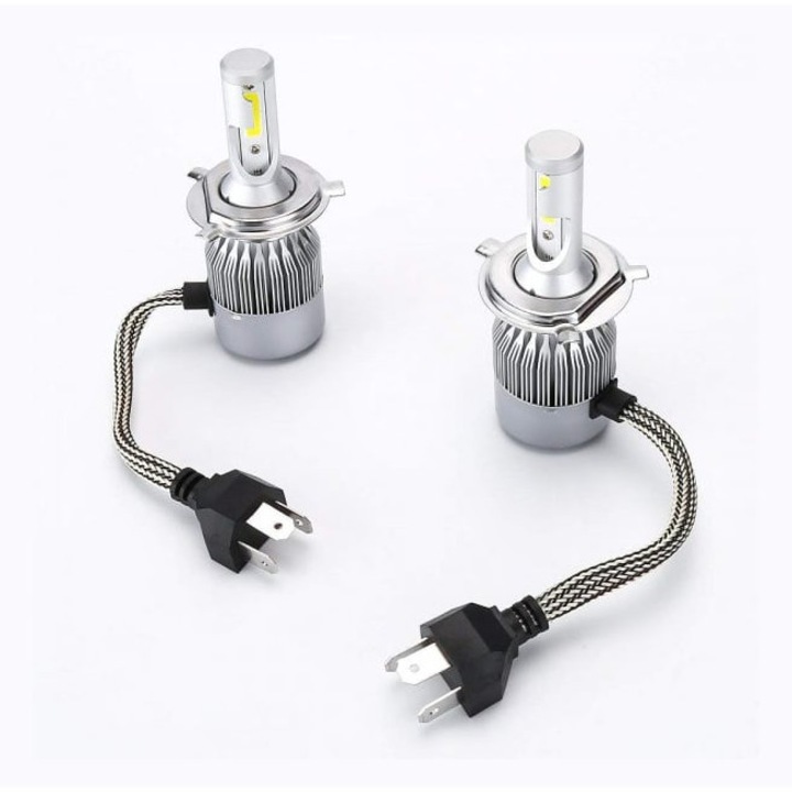 Set 2 Becuri Auto LED H4 72W, 7600LM, 6500K Alb Rece, Carcasa Aluminiu Cu Racire Eficienta, IP67, Compatibile 9–32V – Fabrilux®