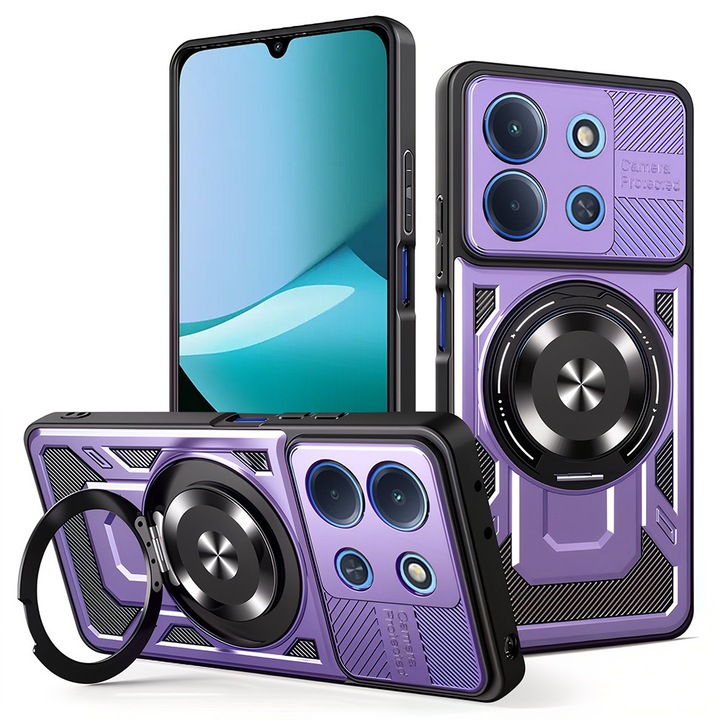 Husa TitanFlex Ring pentru Xiaomi Redmi 15C 4G / Redmi 15C 5G, Protectie Maxima, Rugged Structure, Inel Magnetic Kickstand, Mov