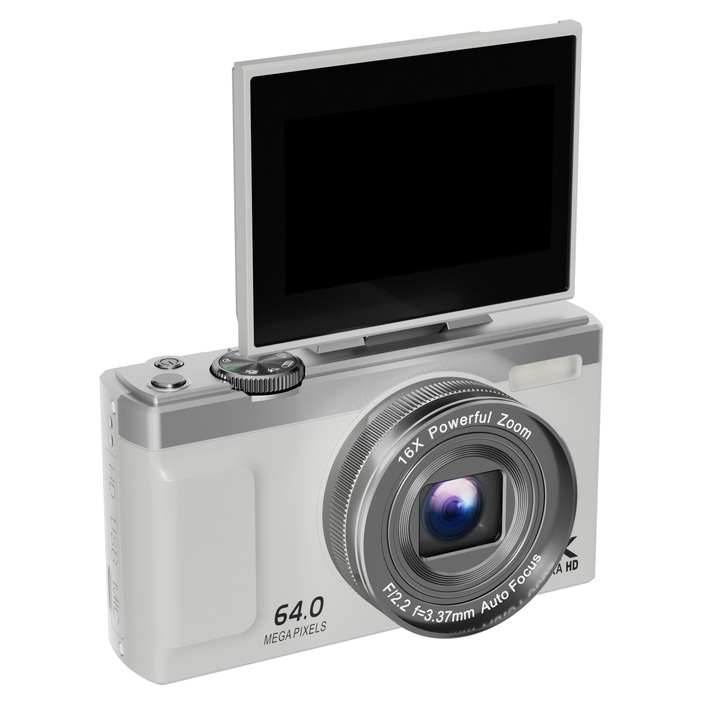 Aparat foto digital ORBER, 64 Mpx, zoom 16x, 4K HD, card de memorie 32 GB, compact