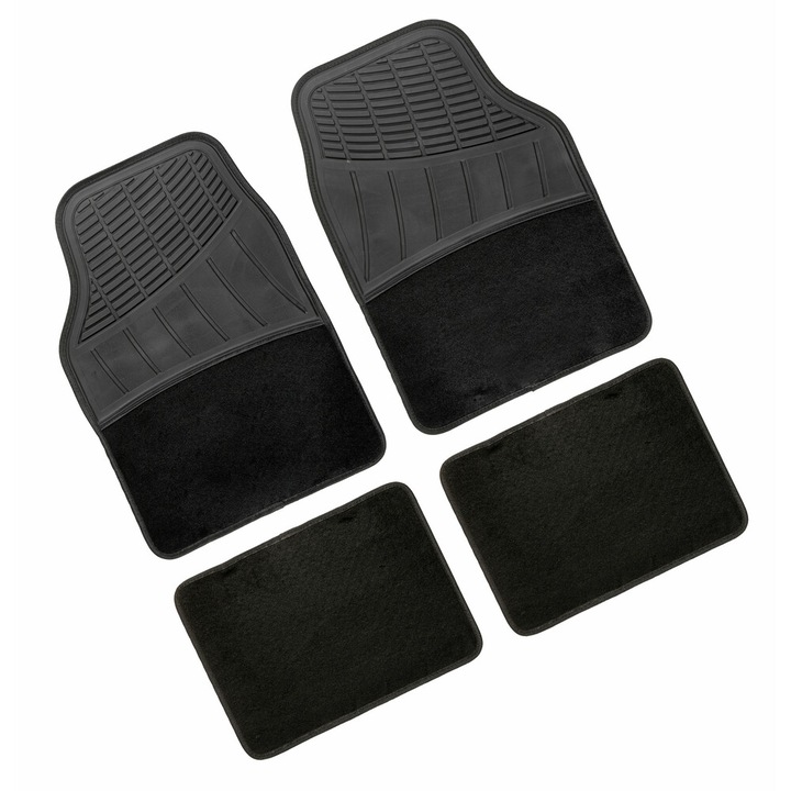 Covorase PVC/Mocheta universale Fusion 4buc - Negru