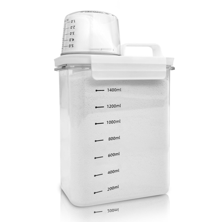 Set dozatoare detergent rufe 1800 ml, plastic transparent, fără BPA