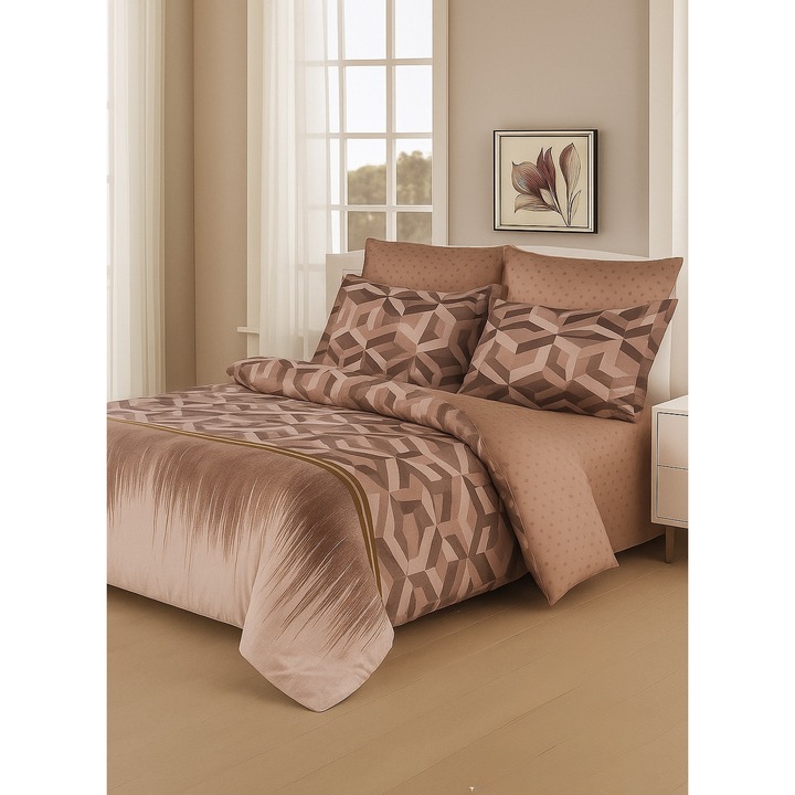 Lenjerie Pat 6 Piese, Casa Pucioasa, Finet Premium, Multicolor, 200x230cm/230x250cm/55x80cm/75x75cm