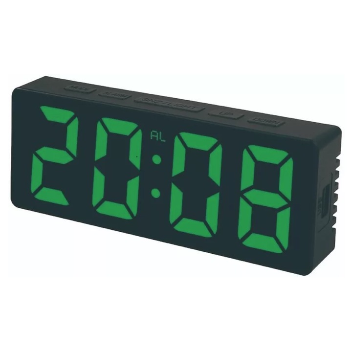 DS-3806C digitális óra LED kijelzővel az idő, dátum és hőmérséklet megjelenítésére, beépített ébresztővel és modern designnal