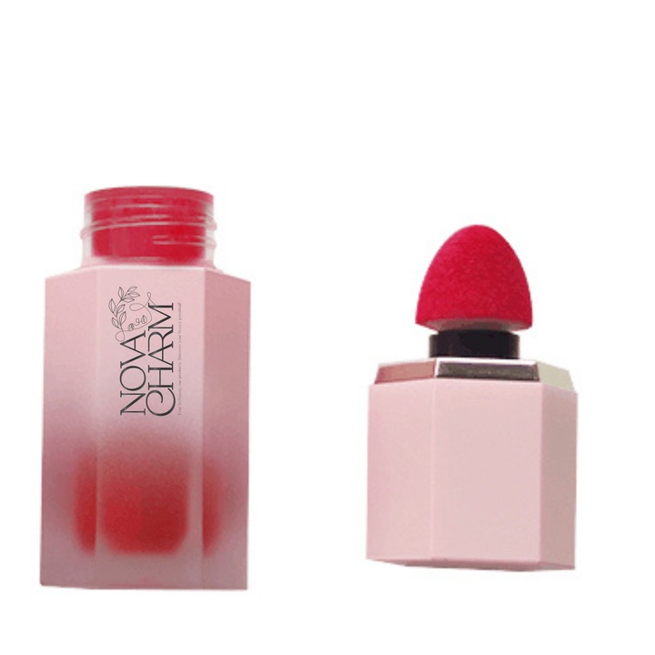 Fard de Obraz Lichid NovaCharm, NovaCharm Hot Pink Red, Liquid Blush, Aplicator Sponge, Finish Matte, 6 g