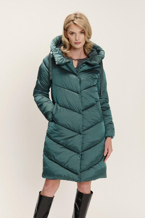 GreenPoint, Geaca lunga cu gluga, Verde aquamarin