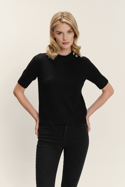 GreenPoint, Pulover uni cu maneci scurte, Negru