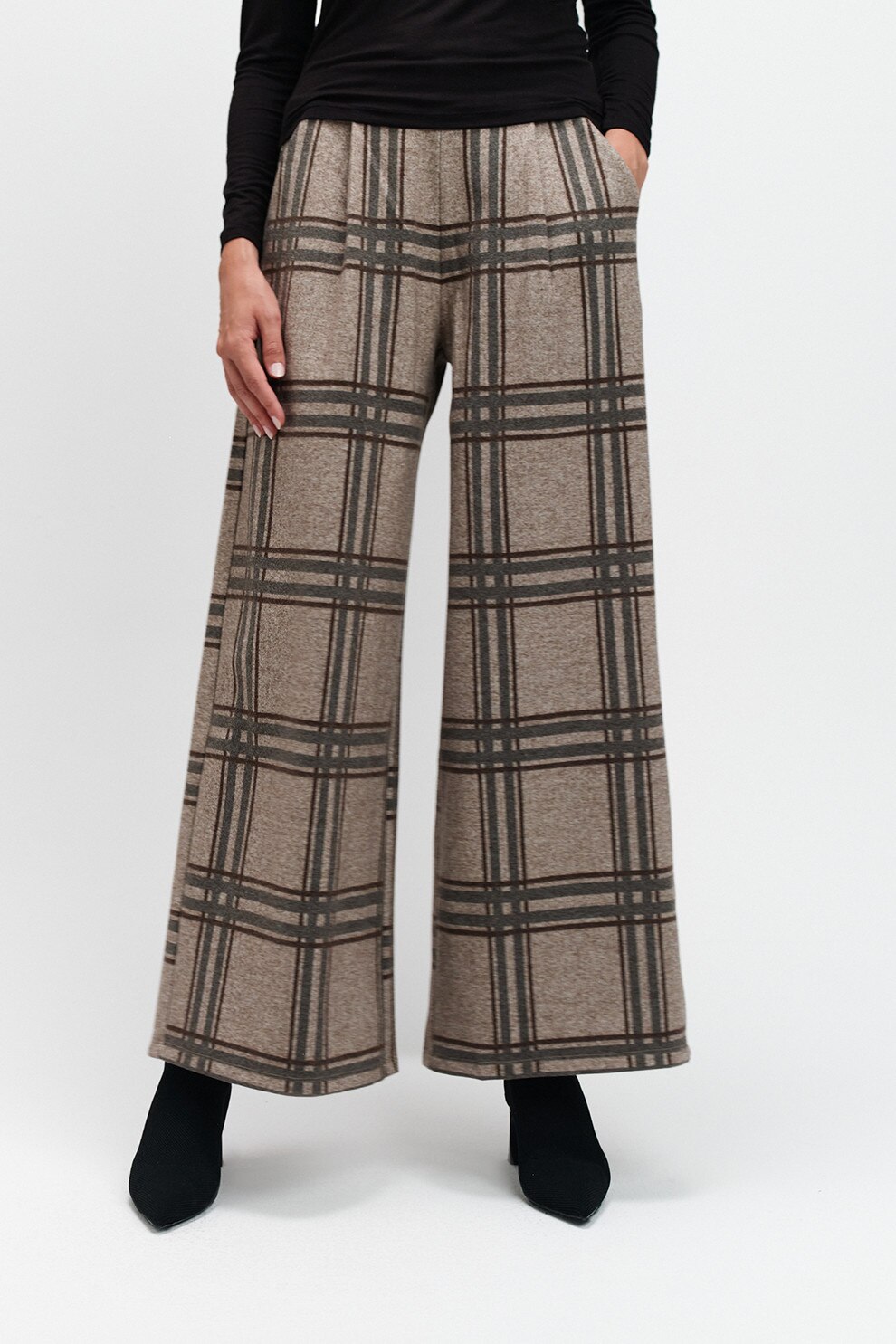 Top Secret, Pantaloni cu croiala ampla si imprimeu, Maro taupe, Maro taupe deschis, Maro fango, 34